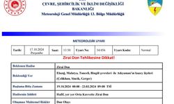 Meteoroloji Elazığ için zirai don uyarısı