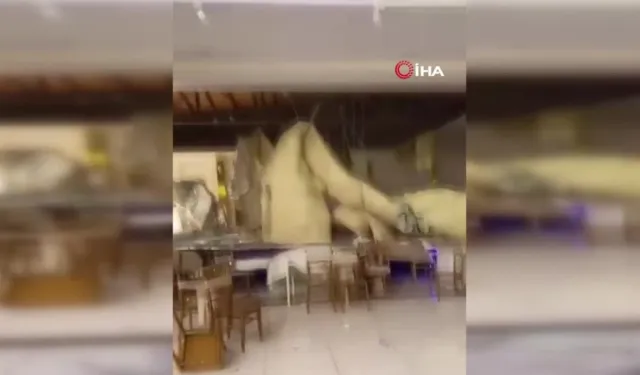 Tokat’ta deprem düğün salonunun çatısını yıktı